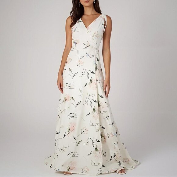 Lulus Romantic Possibilities Maxi Dress Floral Off-White S NWT - Picture 3 of 16